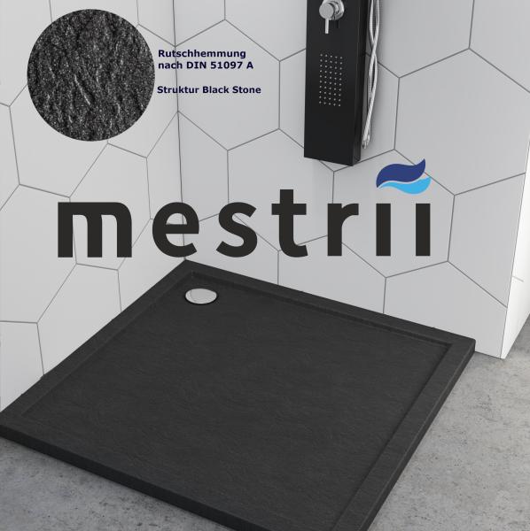 Duschtasse Duschwanne Schwarz Steinoptik Quadrat Rechteck Viertelkreis Fünfeck Black Stone